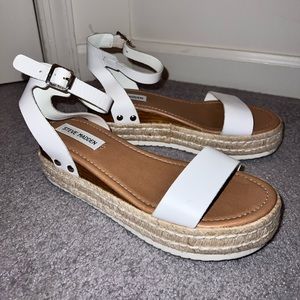 Steve Madden - White Platform Sandals (Leather)